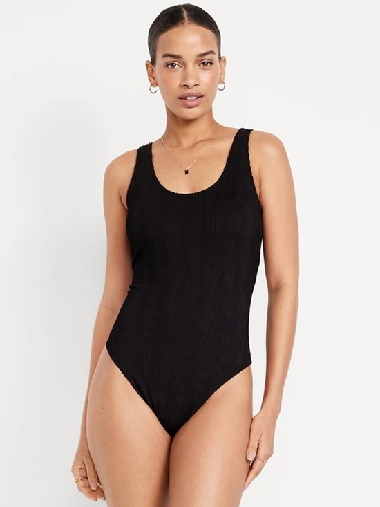 Old Navy Other - Old Navy Black Ribbed Scoop Neck One-Piece Swimsuit